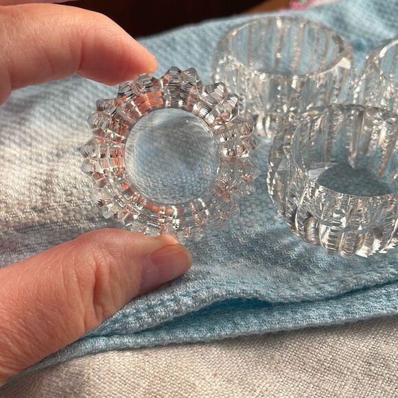 Lot of 4 cut glass open salt bowls. Victorian ornate - Picture 3 of 9